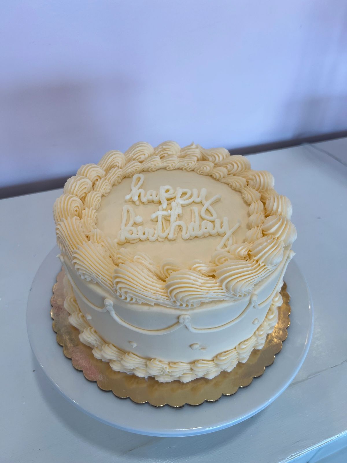 Classic vanilla buttercream happy birthday cake