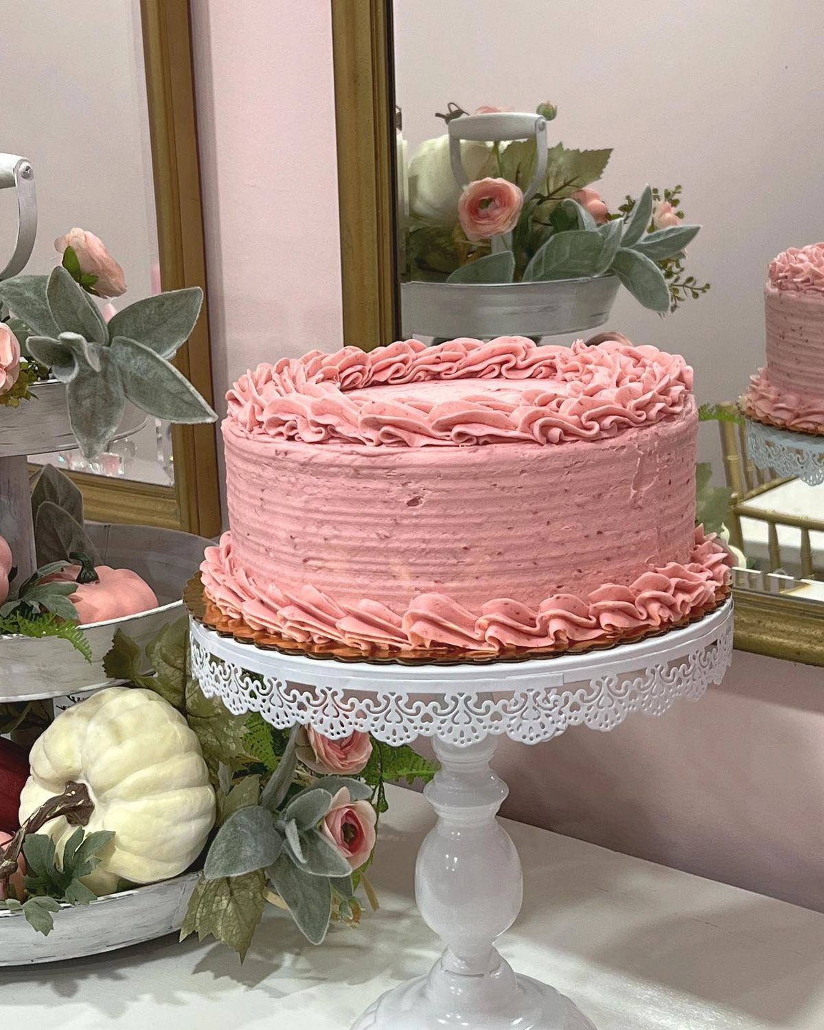 Custom lemon cake with raspberry buttercream made by Becca Bakes in Owensboro, KY