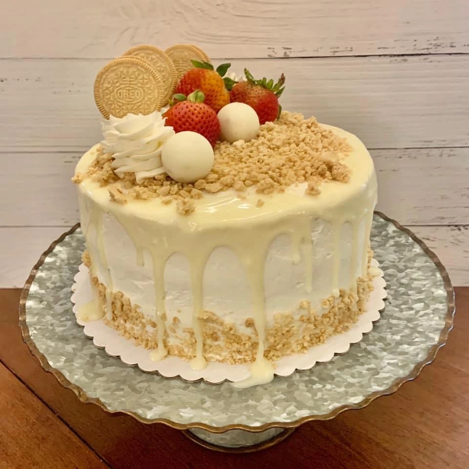 Strawberry Wonder cake with white chocolate ganache by Becca Bakes Owensboro