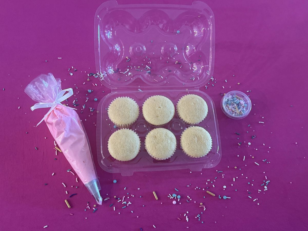 Decorate-your-own cupcake kit with buttercream and sprinkles by Becca Bakes